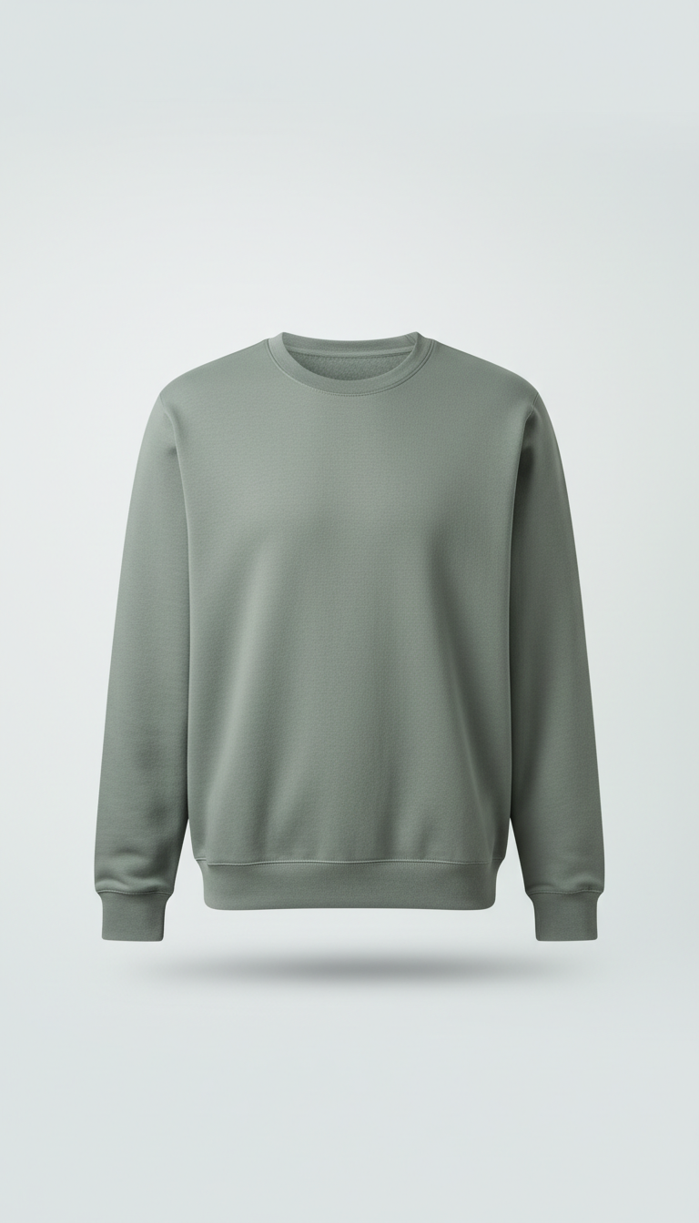 Moss Grey Minimal Crewneck