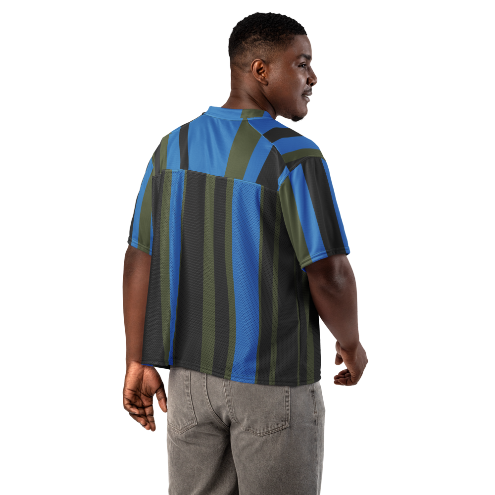 Blue Green Striped Boxy football jersey
