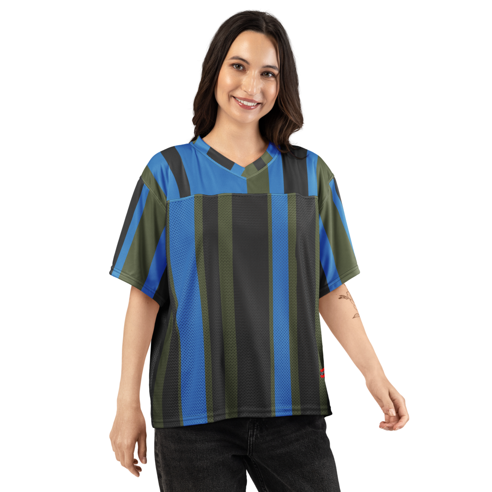 Blue Green Striped Boxy football jersey