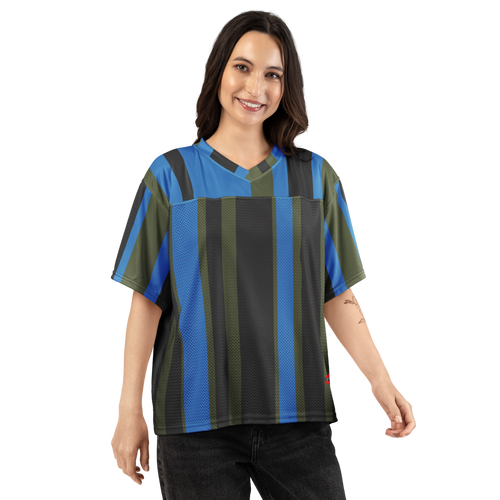 Blue Green Striped Boxy football jersey