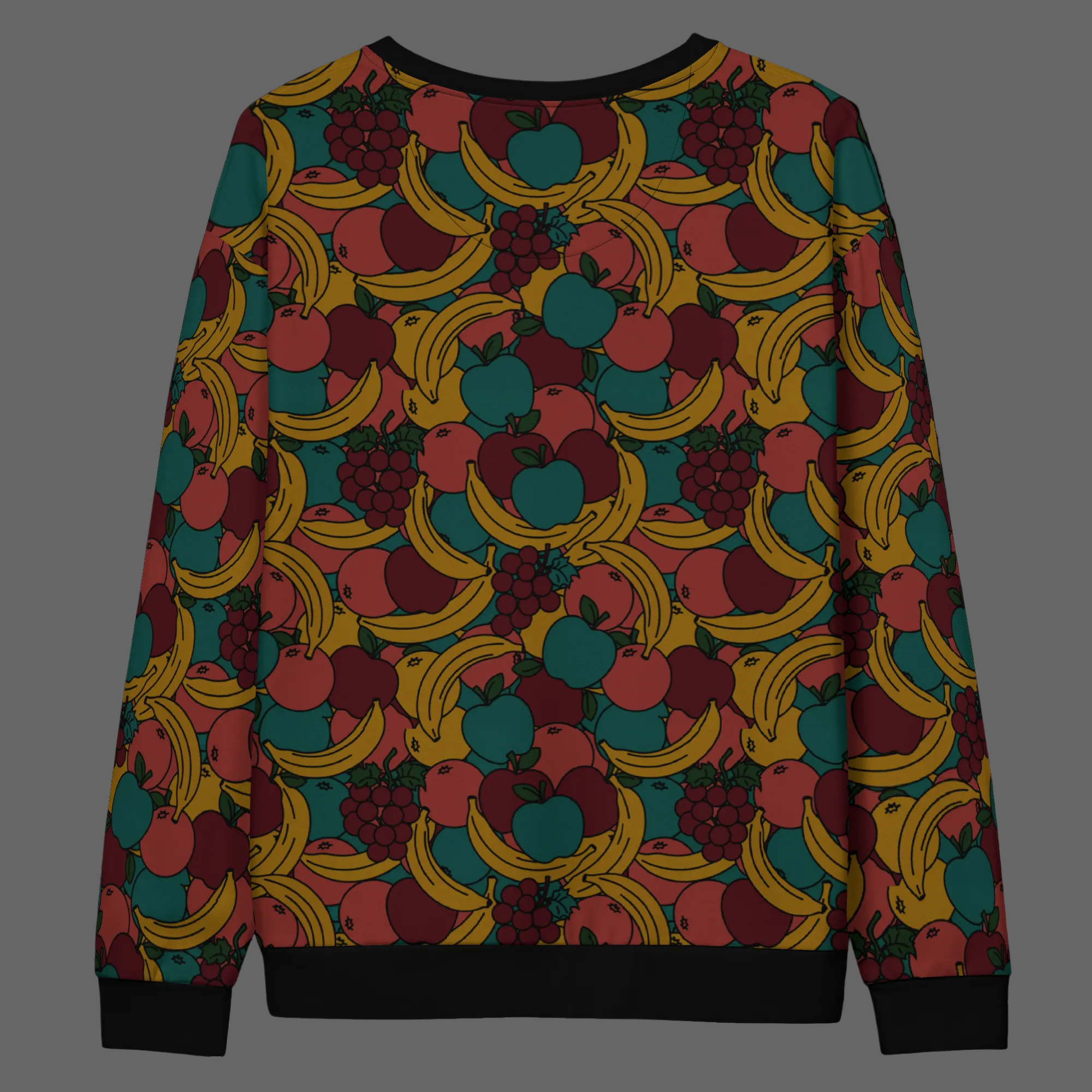 Fruity patterned Unisex cotton Stretchy Fleece Lined Crew