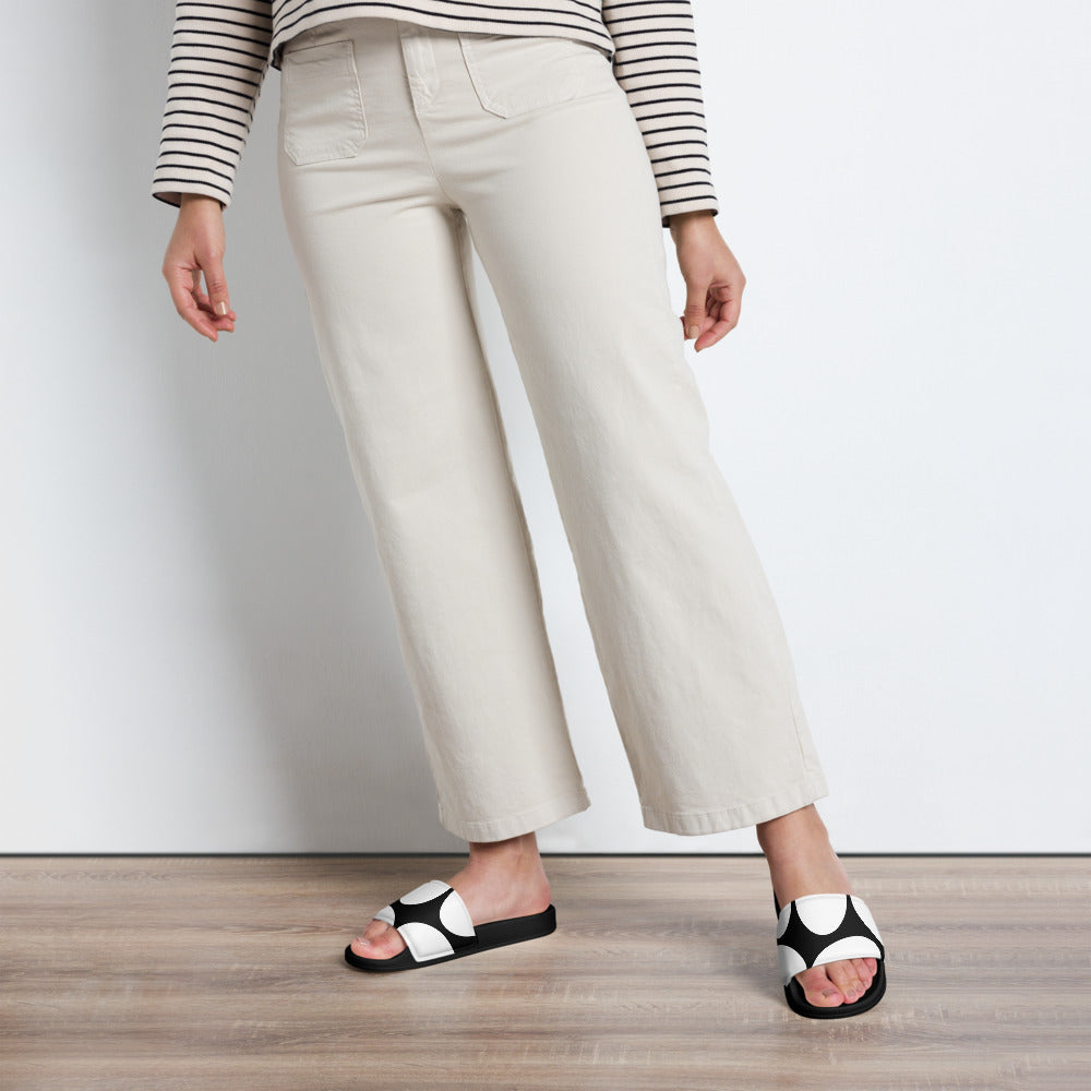 Black and White Oval Fancy Women's slides